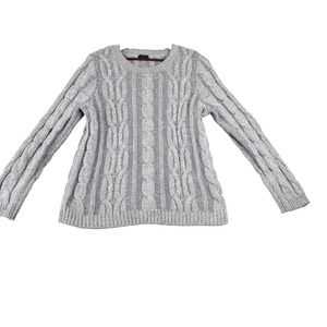 J. Jill Sweater Cable Knit Womens Medium Gray Cotton Blend Pullover